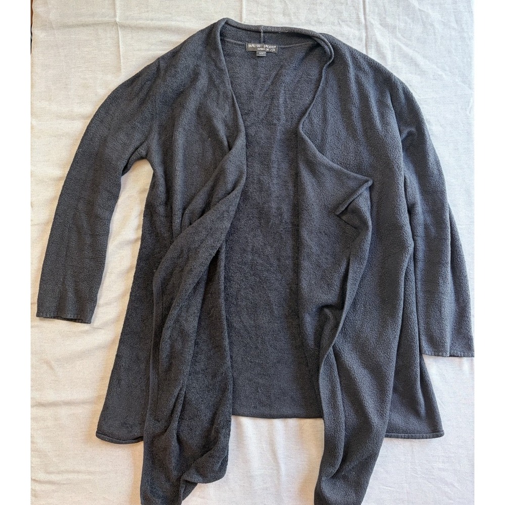 Barefoot Dreams Womens Black Bamboo CozyChic Lite Wrap Cardigan S/M